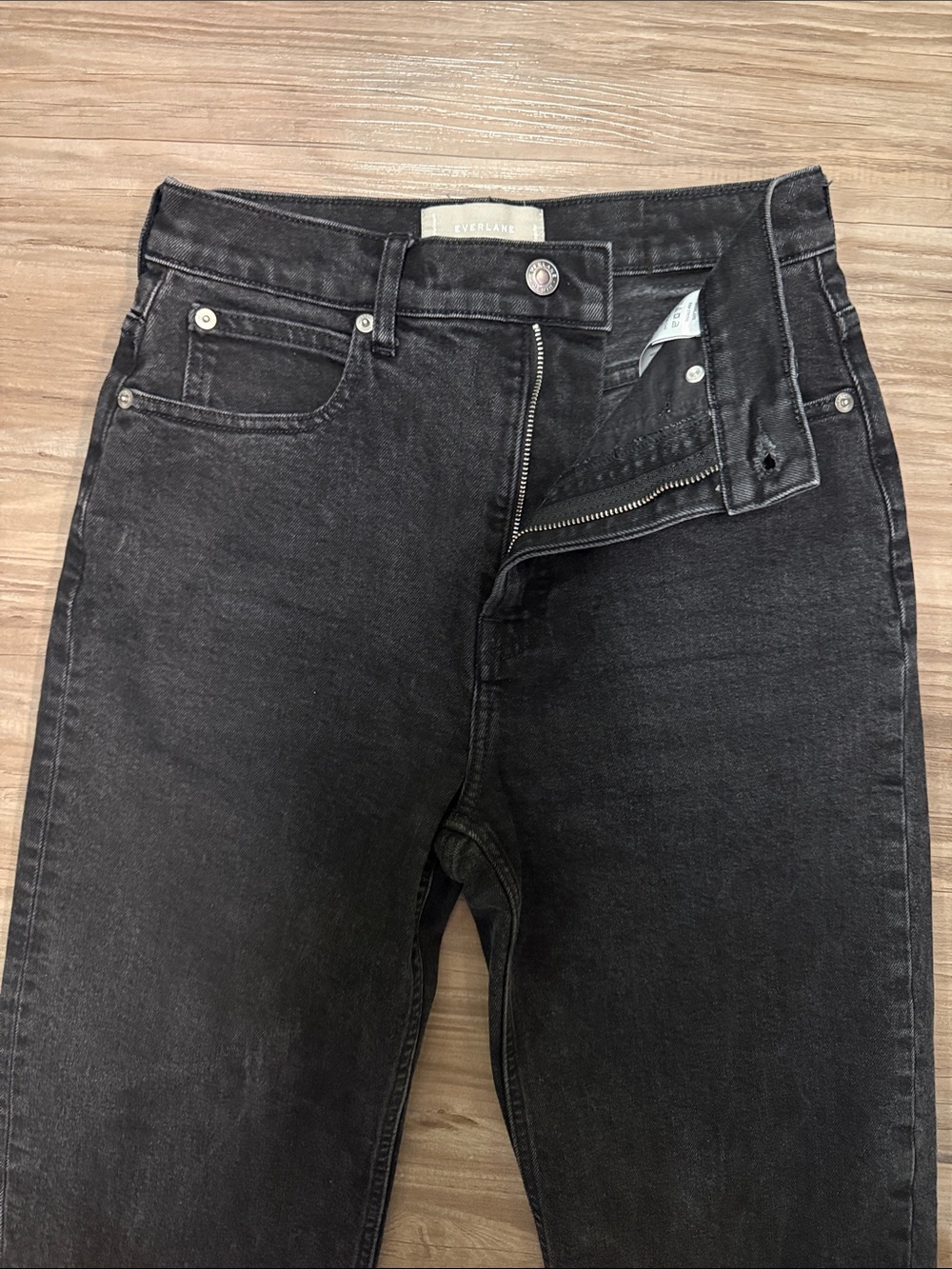 Everlane The Way-High Straight Jeans 26 Black Coal Raw Hem $148 - Picture 4 of 12
